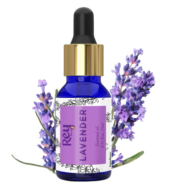 Rey Naturals Lavender Essential Oil For Skin, Hair Growth & Aromatherapy For Men & Women | Lavender Oil For Diffuser & Sleep | Pure Essential Oil For Hair fall Control - 15ml